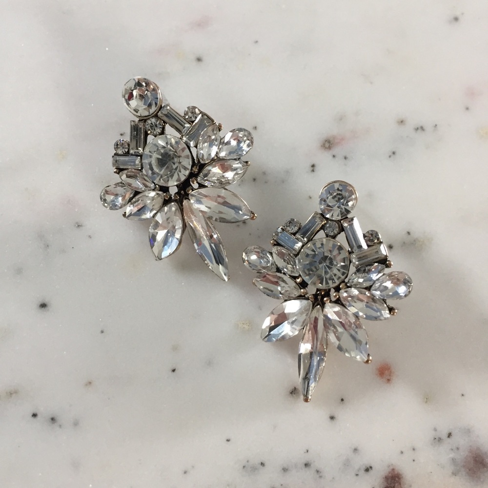 🆑  "Colette" Earrings || Clear Crystal Statement - Picture 3 of 11